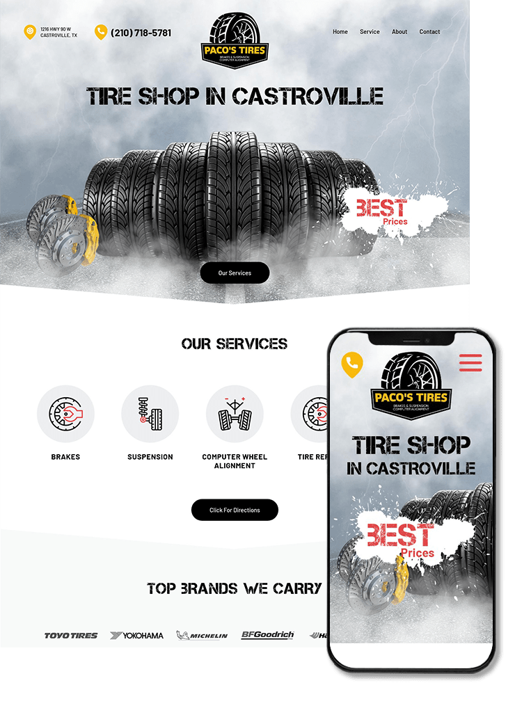 paco's tires custom website design