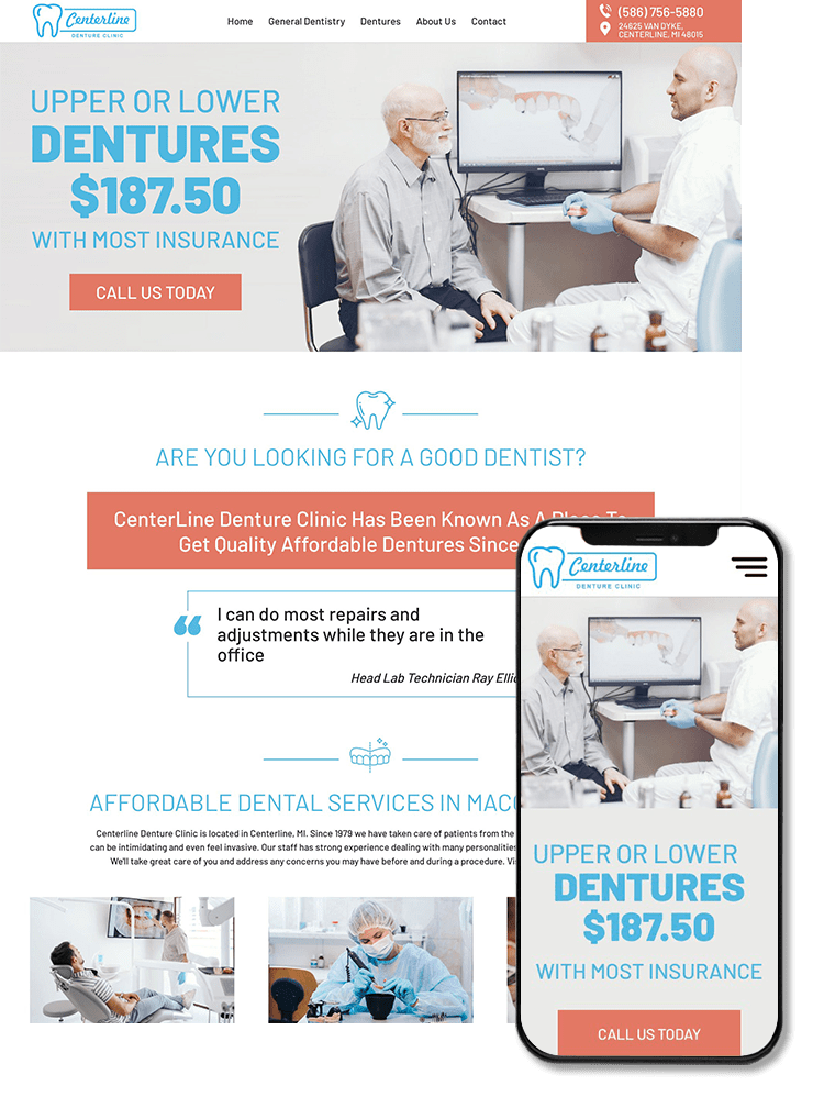 Center Line Denture Clinic Website Design