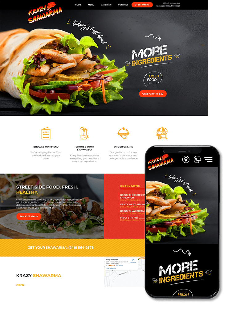 Krazy Shawarma Website Design