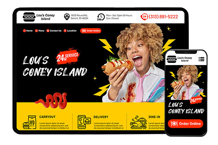 Lous Coney Island Website Design