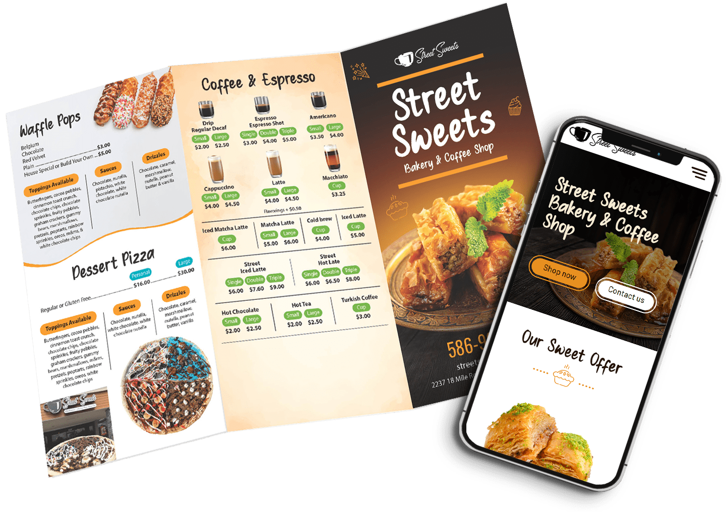 Restaurants Brochure and Mobile Phone