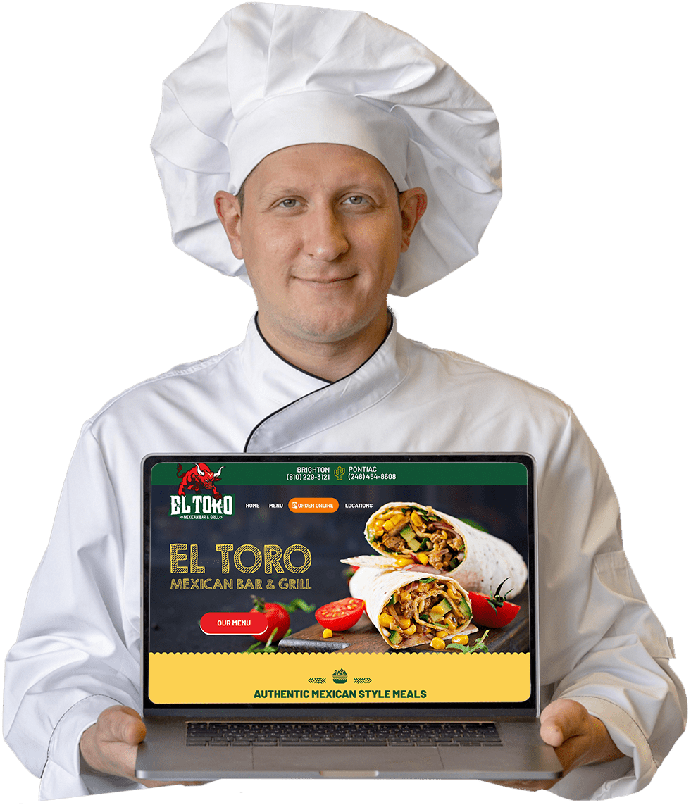 Chef Displaying Restaurant Website Design Solutions Chef Displaying Restaurant Website Design Solutions